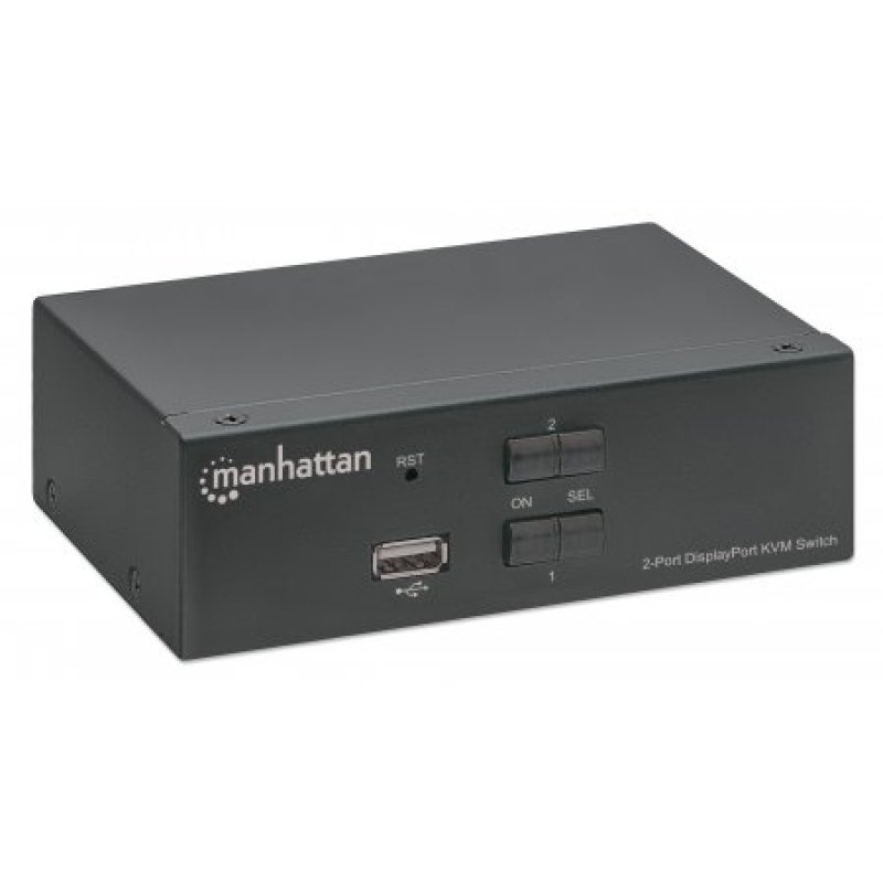 Manhattan DisplayPort 1.2 KVM Switch 2-Port 4K@60Hz USB-A/3.5mm Audio/Mic Connections Cables included Audio Support