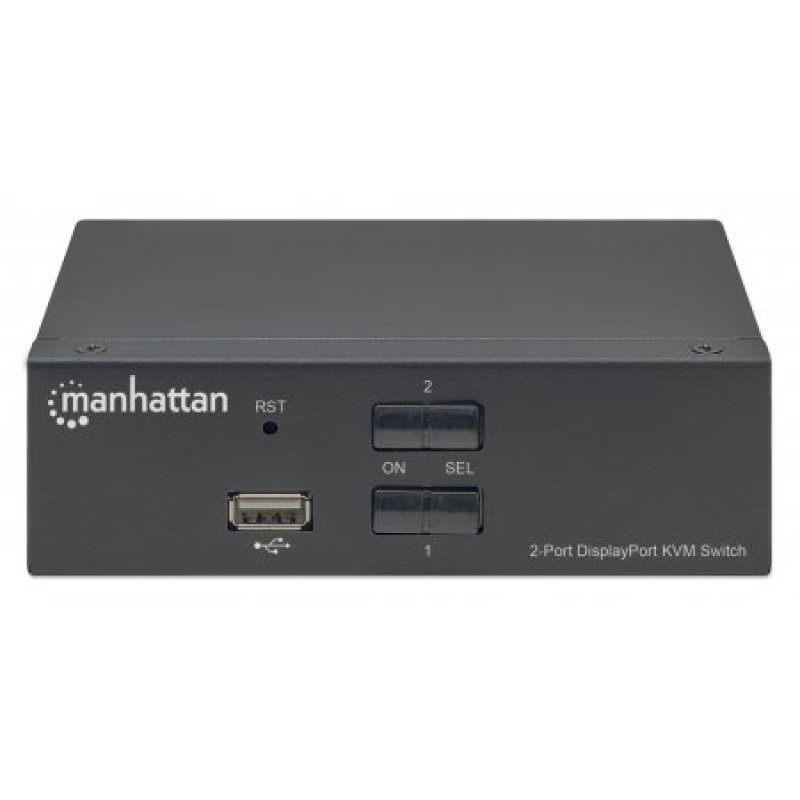 Manhattan DisplayPort 1.2 KVM Switch 2-Port, 4K@60Hz, USB-A/3.5mm Audio/Mic Connections, Cables included, Audio