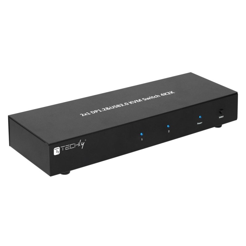Techly IDATA DP-KVM2 commutateur écran, clavier et souris Noir