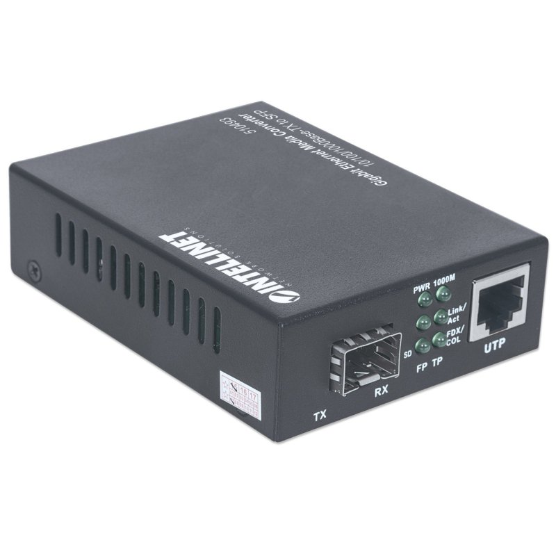 Intellinet Gigabit Ethernet to SFP Media Converter 10/100/1000Base-Tx to SFP slot empty (Euro 2-pin plug)