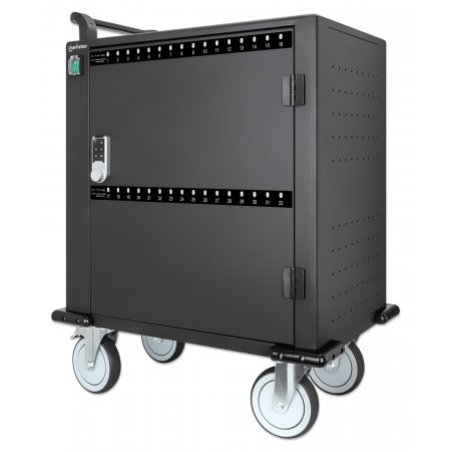 Manhattan Charging Cabinet/Cart via USB-C x32 Devices, Trolley, Power Delivery 18W per port (576W total), Suitable for