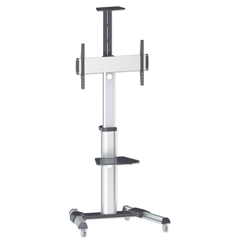 Manhattan TV & Monitor Mount Trolley Stand 1 screen Screen Sizes: 37-65 Silver VESA 200x200 to 600x400mm Max