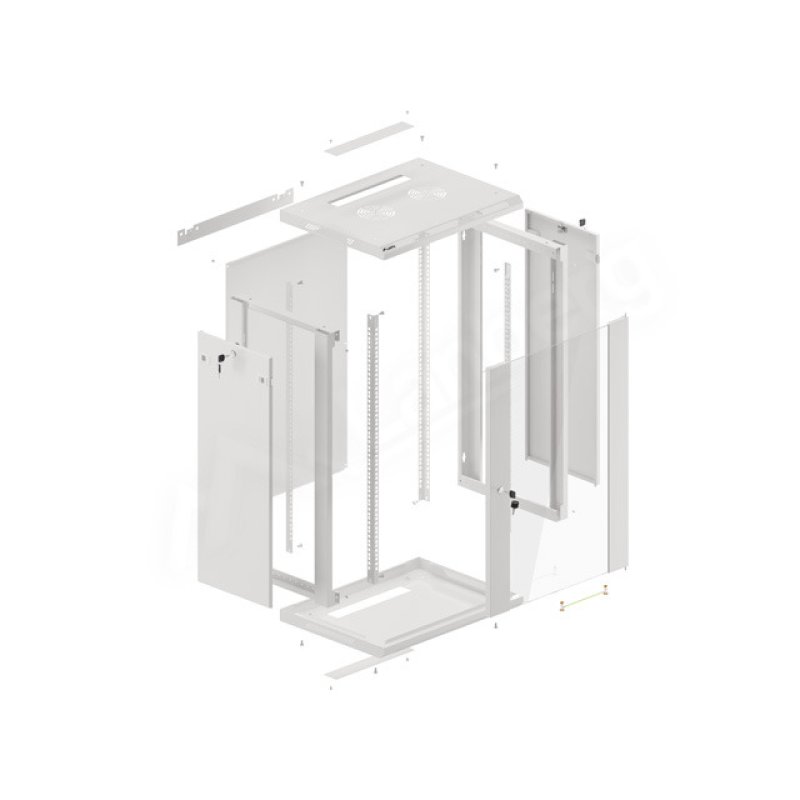 Lanberg wall-mounted installation rack cabinet 19'' 18U 600x450mm gray (glass door)