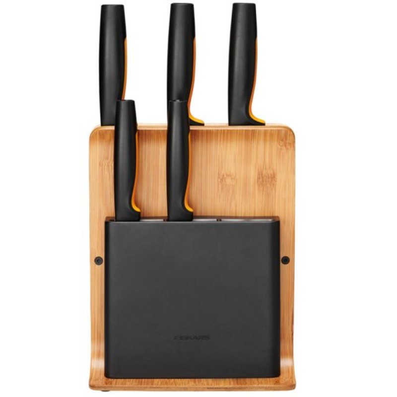 Fiskars 1057552 knife block Slot knife block Bamboo Plastic Stainless steel Wood