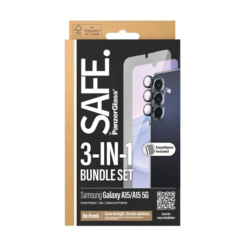 PanzerGlass SAFE. by 3-in-1 Protection Pack Samsung Galaxy A15 | A15 5G