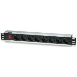 Intellinet 19" Rackmount 8-Way Power Strip - German Type, With On/Off Switch, No Surge Protection