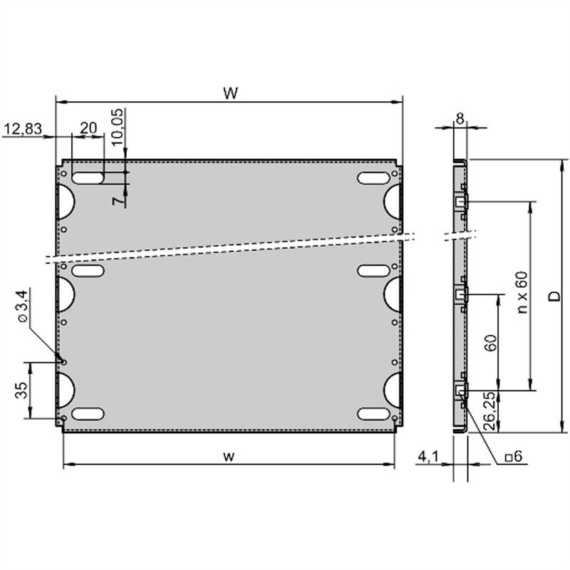 Plaque de montage 63HP, 220mm 34562-751