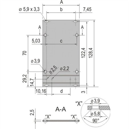Cassette Face anodisée 3U 14P 34812-114