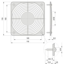 Grille plastique, encliquetable 60225-052