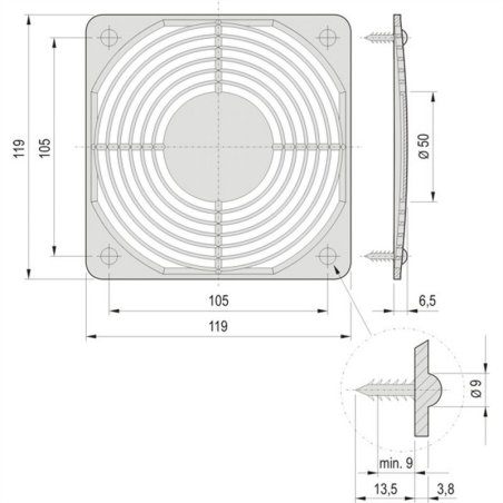 Grille plastique, encliquetable 60225-052