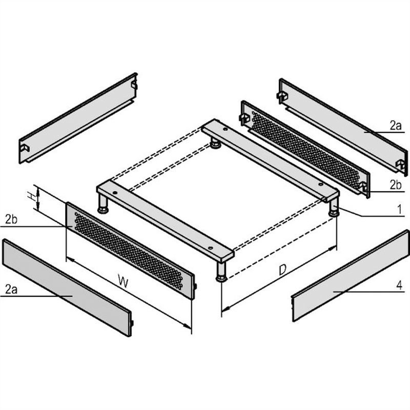Base socle latérale 600x800mm RAL7021 23130-170