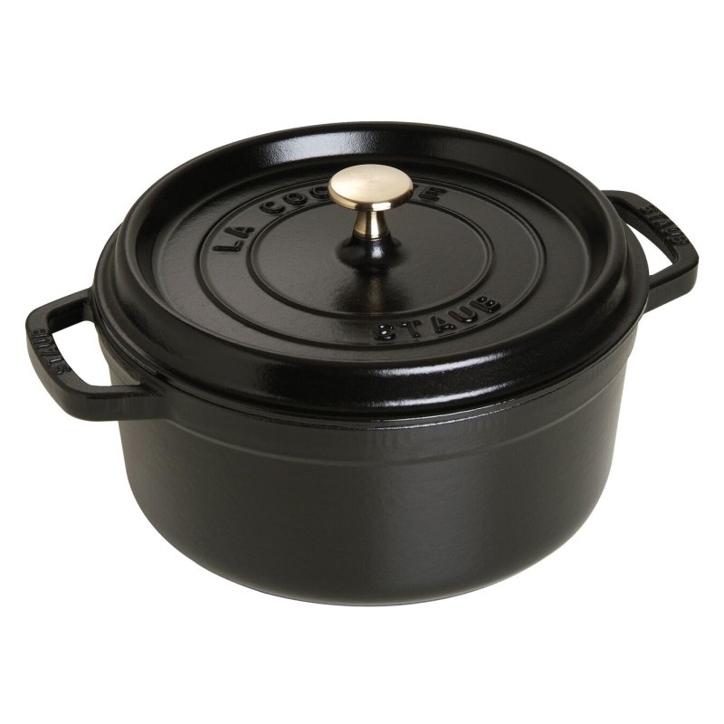 Staub Round Cast Iron Casserole - 3.8 ltr Black