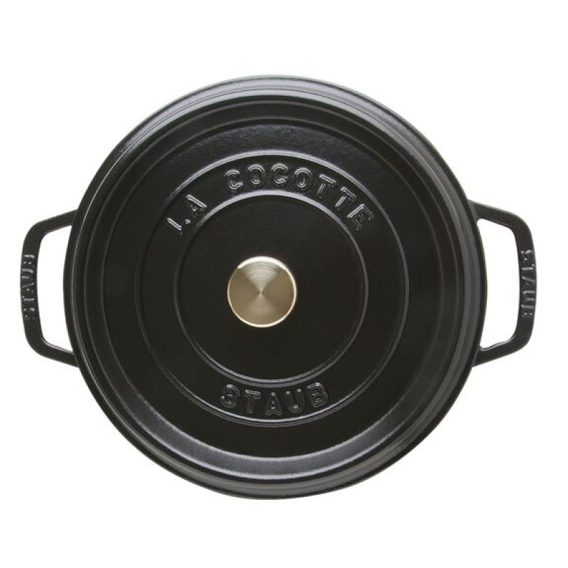 Staub Round Cast Iron Casserole - 3.8 ltr Black