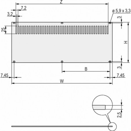 Panneau arrière perforé, 3U 84HP 30849-023