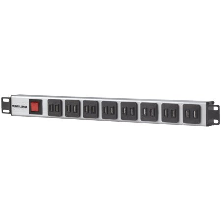 Intellinet 19" Rackmount 16-Port USB-A Power Distribution Unit (CEE 7/7), With Overload Protection Power Switch, 2.1 A