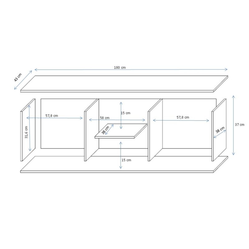 Cama TV stand SOHO 180 black/white gloss