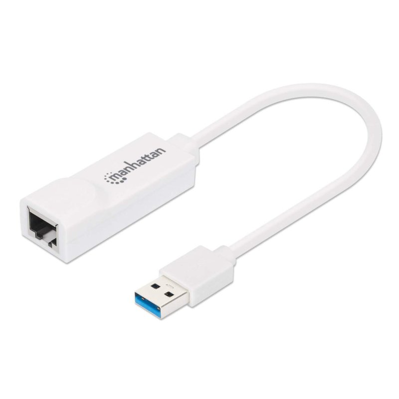 Manhattan USB-A Gigabit Network Adapter White 10/100/1000 Mbps Network USB 3.0 Equivalent to USB31000SW Ethernet 