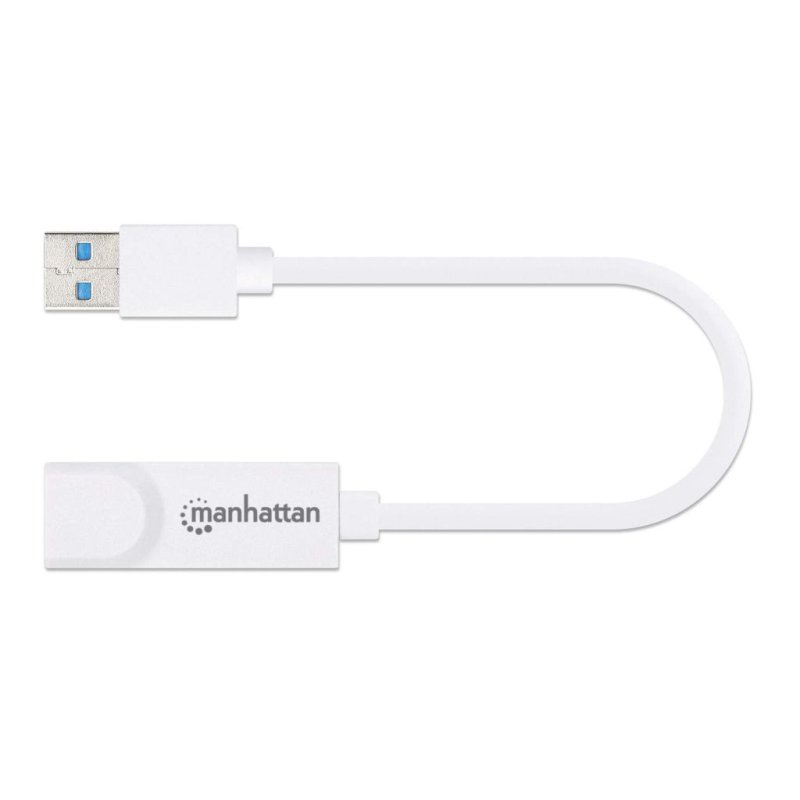 Manhattan USB-A Gigabit Network Adapter White 10/100/1000 Mbps Network USB 3.0 Equivalent to USB31000SW Ethernet 