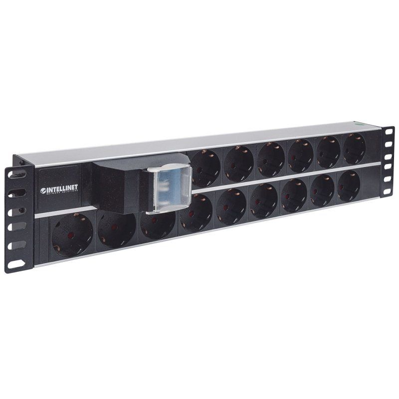 Intellinet 19 2U Rackmount 15-Way Power Strip - German Type With Double Air Switch 3m Power Cord