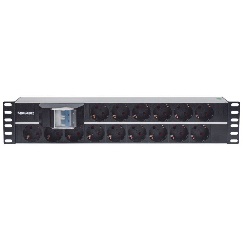 Intellinet 19 2U Rackmount 15-Way Power Strip - German Type With Double Air Switch 3m Power Cord