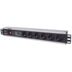 Intellinet 19 1.5U Rackmount 6-Way Power Strip - German Type With On/Off Switch and Surge Protection 3m Power Cord
