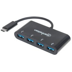 Manhattan USB-C Dock/Hub, Ports (x4): USB-A (x4), 5 Gbps (USB 3.2 Gen1 aka USB 3.0), External Power Supply Not Needed,