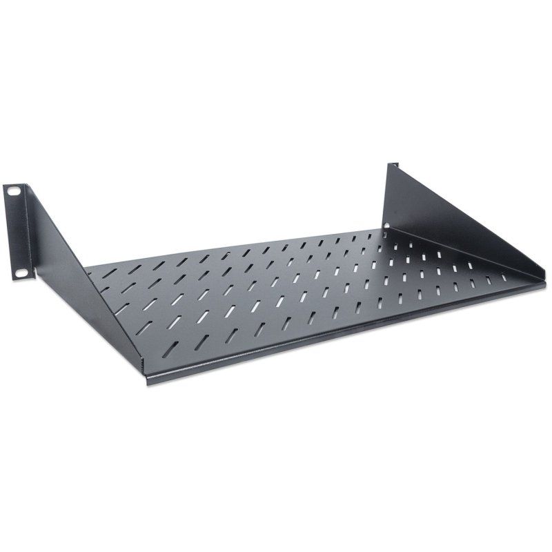 Intellinet 19 Cantilever Shelf 2U 2-Point Front Mount 250mm Depth Max 25kg Black Three Year Warranty