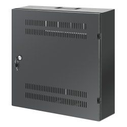 Intellinet Low-Profile 19 Wall Mount Cabinet with 4U Horizontal and 2U Vertical Rails Slim Space-saving Enclosure