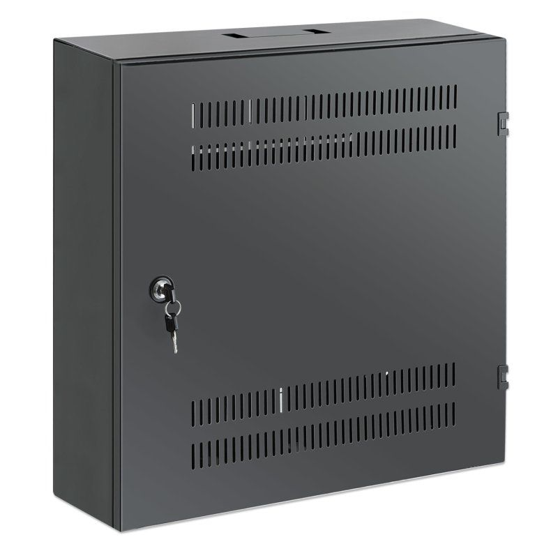 Intellinet Low-Profile 19 Wall Mount Cabinet with 4U Horizontal and 2U Vertical Rails Slim Space-saving Enclosure