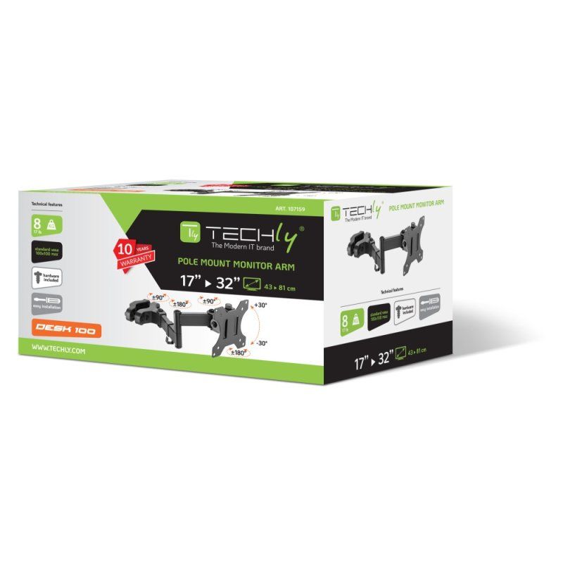 Techly ICA-LCD 110BK support pour téléviseur 81,3 cm (32") Noir