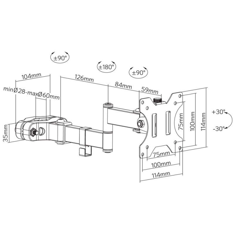 Techly Bracket for Pole Fixing TV LED/LCD 17-32 Black