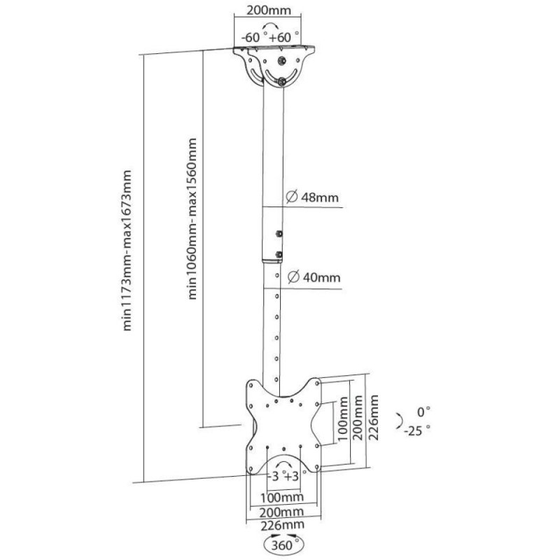 Techly ICA-CPLB 922L montage des affichages de messages 106,7 cm (42") Noir