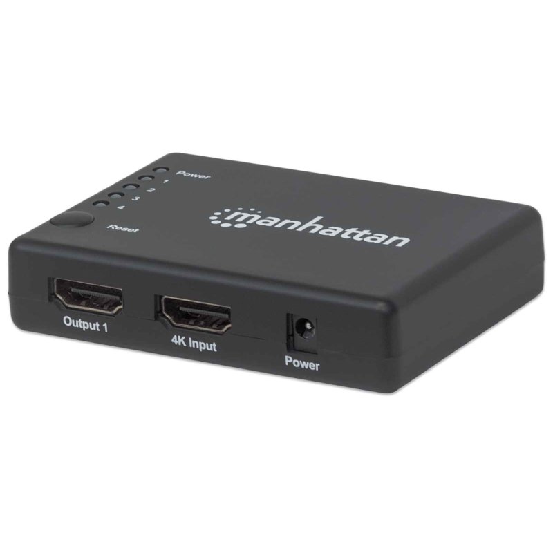 Manhattan HDMI Splitter 4-Port (Compact) 4K@30Hz Displays output from x1 HDMI source to x4 HD displays (same output