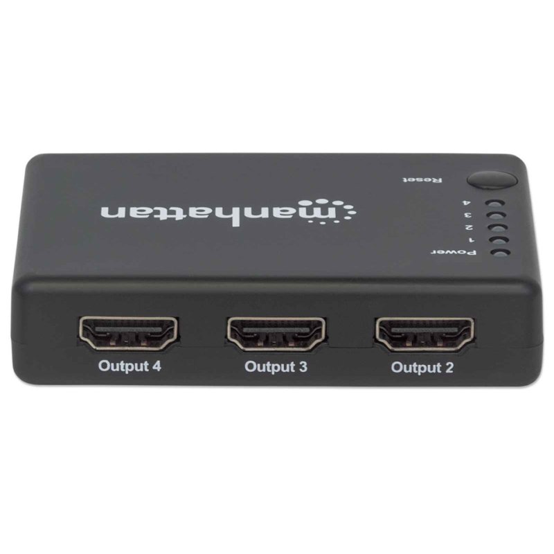 Manhattan HDMI Splitter 4-Port (Compact) 4K@30Hz Displays output from x1 HDMI source to x4 HD displays (same output