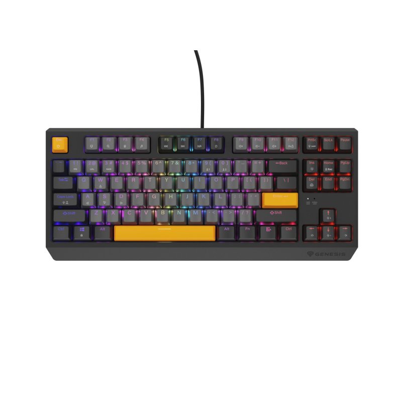 GENESIS Thor 230 TKL clavier Jouer USB RF Wireless Bluetooth QWERTY Noir, Gris, Orange