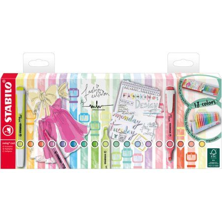 STABILO swing cool Deskset permanent marker Blue, Green, Orange, Pastel, Pink, Red, Yellow 18 pc(s)