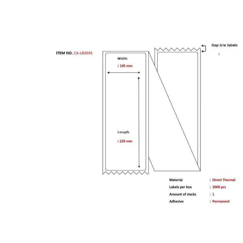 Label 105x220, Core Fanfold