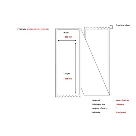 Ship-label 102 x 192mm,