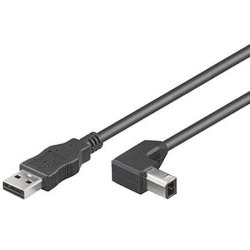Microconnect USBAB3ANGLED USB cable USB 2.0 3 m USB A USB B Black