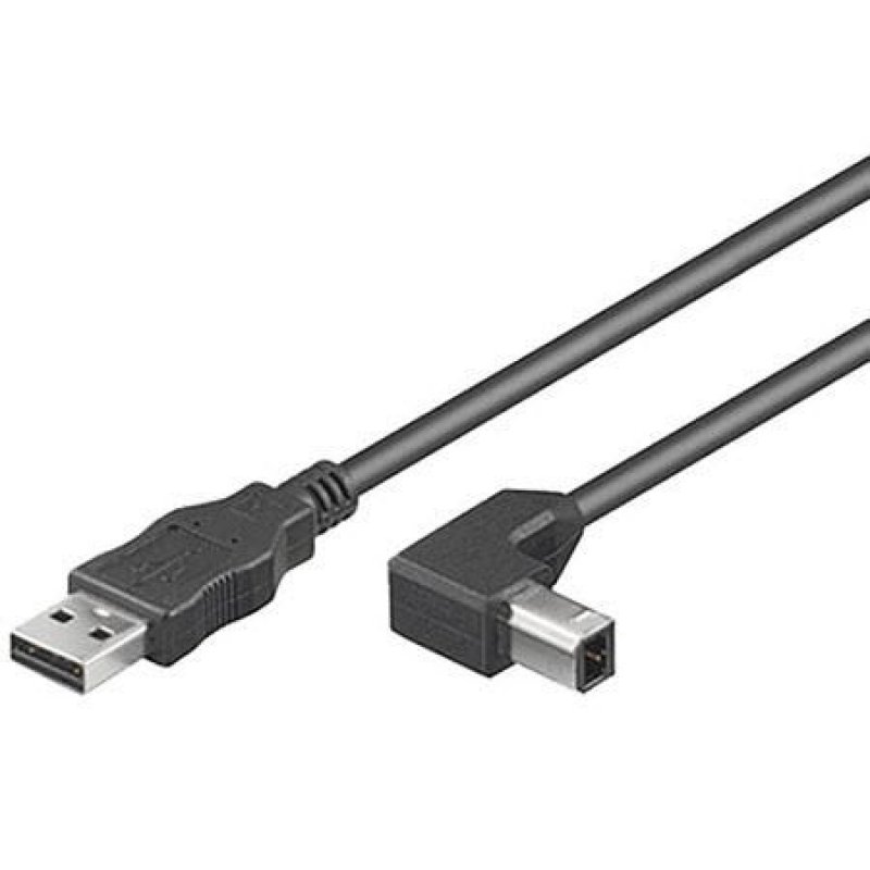 Microconnect USBAB3ANGLED USB cable USB 2.0 3 m USB A USB B Black