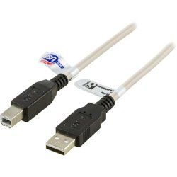 Deltaco USB-210 USB cable USB 2.0 1 m USB A USB B Beige, Black