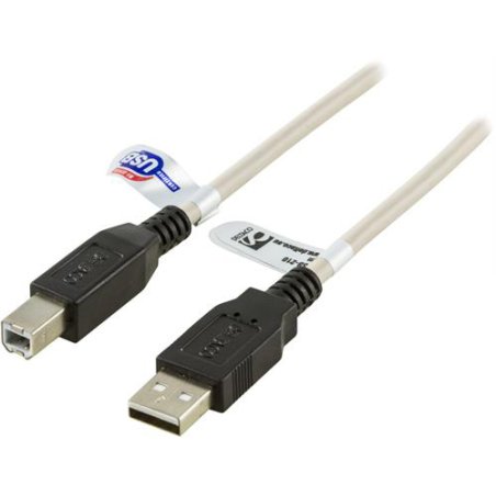 Deltaco USB-210 câble USB USB 2.0 1 m USB A USB B Beige, Noir