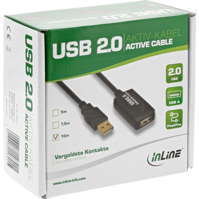 Active USB 2.0 ext. cable, 20m