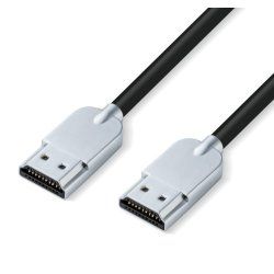 Microconnect HDMISUPERSLIM05M câble HDMI 0,5 m HDMI Type A (Standard) Noir, Métallique