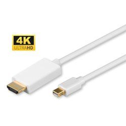 Microconnect MDPHDMI1-4K câble vidéo et adaptateur 1 m Mini DisplayPort HDMI Type A (Standard) Blanc