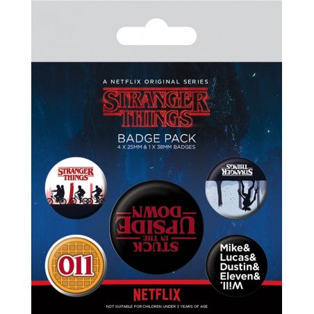 STRANGER THINGS - Pack 5 Badges - Upside Down