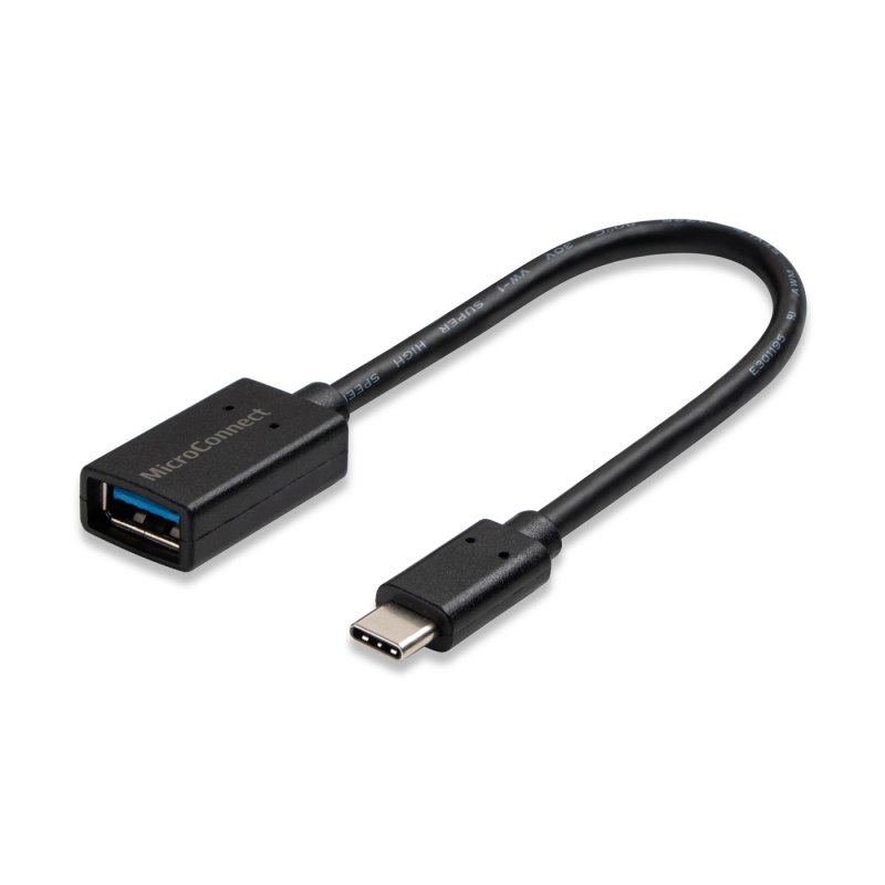 Microconnect USB3.1CAF02BH câble USB USB 3.2 Gen 1 (3.1 Gen 1) 0,2 m USB C USB A Noir