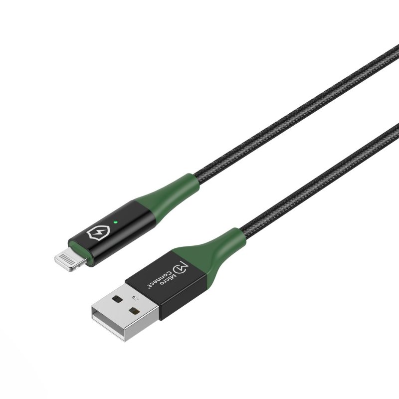Microconnect MC-SMART USB A-L-2 câble Lightning 2 m Noir, Vert