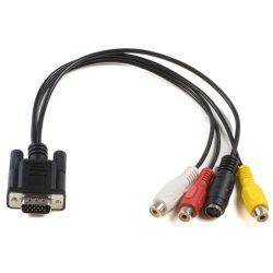 Microconnect MONGGSV video cable adapter 0.3 m VGA (D-Sub) RCA S-Video Black