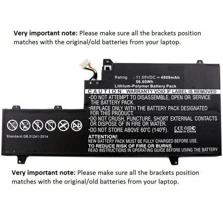 Laptop Battery for HP 57Wh